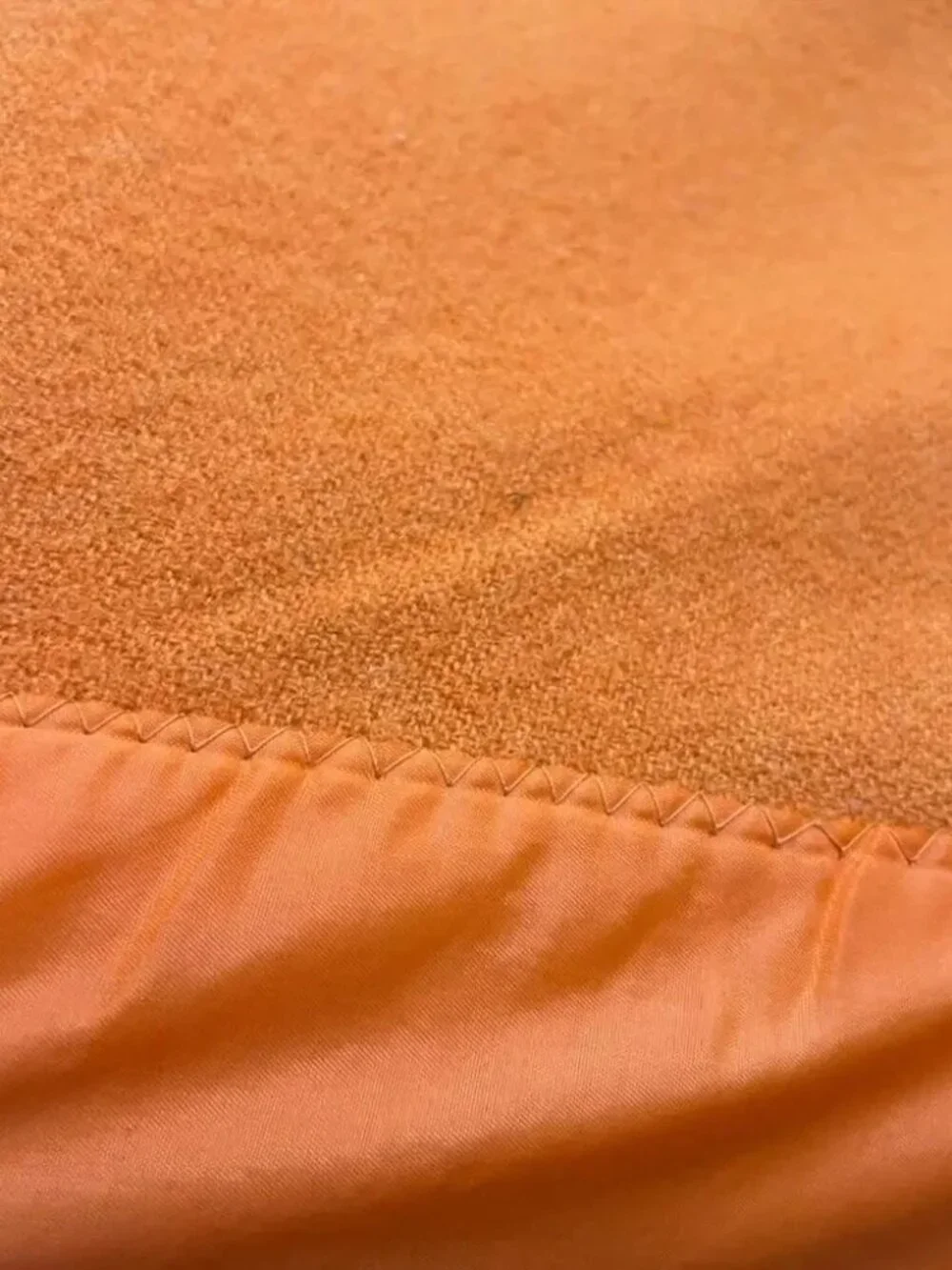 Unbranded Wool Blanket Peach Color Ruffle Trim 63x 85